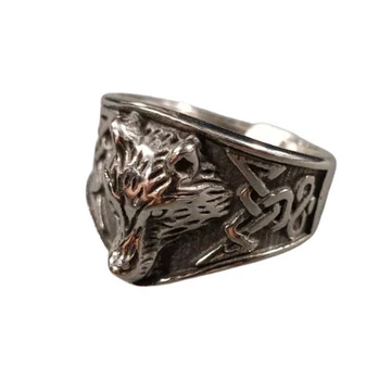 VIKING WOLF HEAD  ACÉLGYŰRŰ - RING031