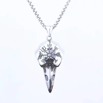 Stainless Steel Viking Raven Compass Necklace Pendant - Medál (lánc nélkül) - 590159