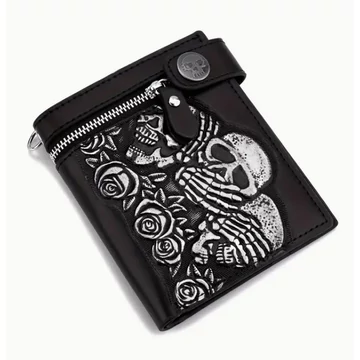 Biker Bifold Skull - bőr pénztárca - WA004