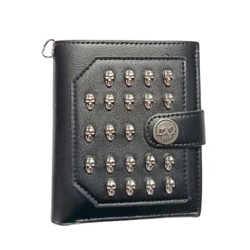 SKULL WITH RIVETS  - bőr pénztárca - WA008