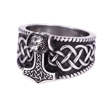 THOR HAMMER WITH CELTIC DECOR  ACÉLGYŰRŰ - RING013