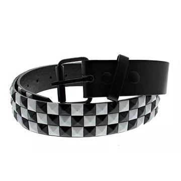 3 soros piramis szegecselt öv fekete-fehér kockás - egy méret - 3ROWBLW