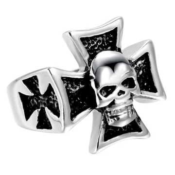Iron Cross with Death Head -  ACÉLGYŰRŰ - RING127