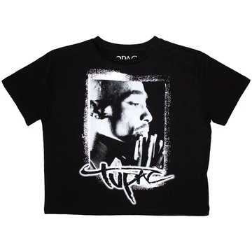 Tupac - Spray Photo - Női Crop Top Póló - 2PACCT68LB
