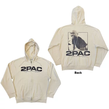 Tupac - Logo &amp; Black Portrait - Unisex Cipzáras Kapucnis Pulóver - 2PACZHD77MS