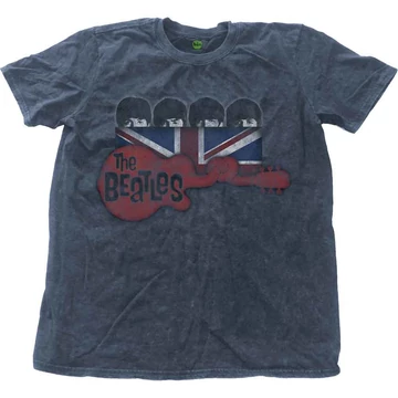 The Beatles - Guitar &amp; Flag - Unisex Póló - BEATSWASH02MD05