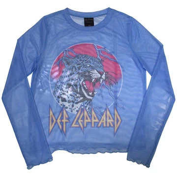 Def Leppard - Lightning Leopard - Női Hosszú Ujjú Crop Top Póló - DEFLMCT43LBL
