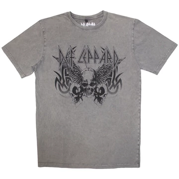 Def Leppard - Tribal Skull - Unisex Kőmosott Póló - DEFLSTNW46MG