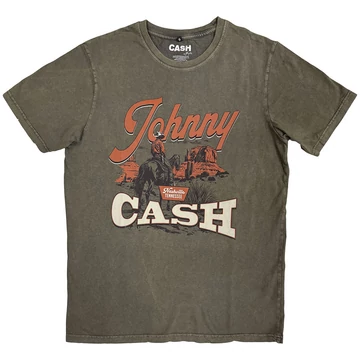 Johnny Cash - Desert Cowboy - Unisex Kőmosott Póló - JCSTNW27MGR