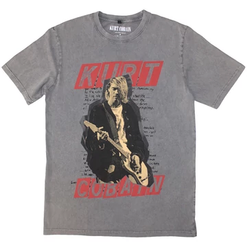 Kurt Cobain - Collage - Unisex Kőmosott Póló - KCSTNW11MG