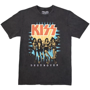 KISS - Destroyer 3D Logo - Unisex Kőmosott Póló - KISSSTNW60MC