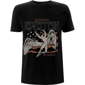 Led Zeppelin - US 1975 Tour Flag - Unisex Póló - LZTS28MB