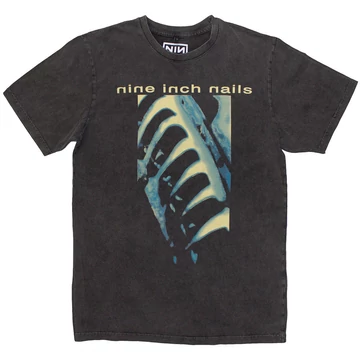 Nine Inch Nails - PHM &amp; Text Logo - Unisex Kőmosott Póló - NINSTNW13MC