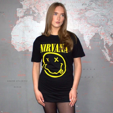 Nirvana - Yellow Happy Face - Női Pólóruha - NIRVDRS04LB