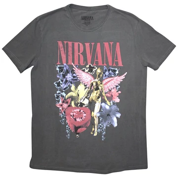 Nirvana - In Utero Vintage Collage - Unisex Kőmosott Póló - NIRVSTNW88MB