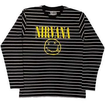 Nirvana - Yellow Happy Face Striped - Unisex Sweatshirt pulóver - NIRVSWT04MBW