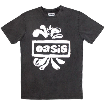 Oasis - Logo Splat - Unisex Kőmosott Póló - OASSTNW11MC