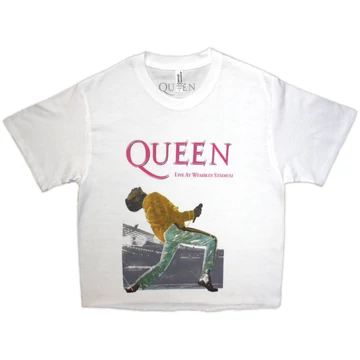 Queen - Wembley Stadium Magenta Logo - Női Crop Top Póló - QUCT119LW