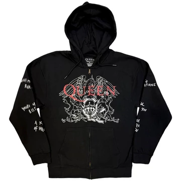 Queen - Logo &amp; Crest Outline - Unisex Cipzáras Kapucnis Pulóver - QUZHD122MC