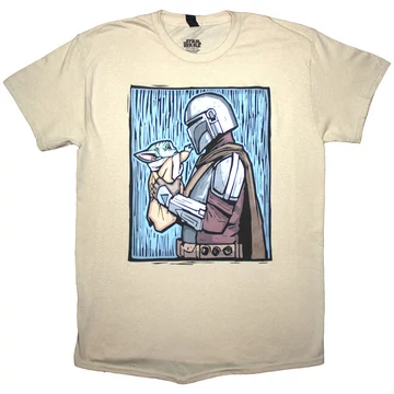 Star Wars - The Mandalorian Holding Grogu - Unisex Póló - STWATS121MNAT