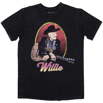 Willie Nelson - Lasso Portrait - Unisex Kőmosott Póló - WNSTNW12MB