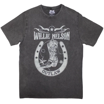 Willie Nelson - Outlaw - Unisex Kőmosott Póló - WNSTNW15MC