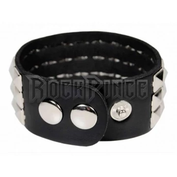 3 soros piramis szegecses patentos csuklószorító - FEKETE - FEHÉR -  3ROWWISBLWH