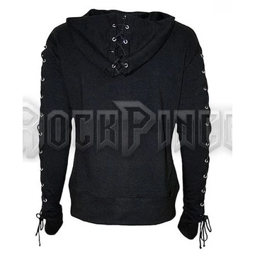 GOTHIC ROCK - Laceup Full Zip Glitter Hoody Black - P002F265