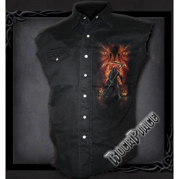 FLAMING DEATH - Sleeveless Stone Washed Worker Black (Plain) - W021M602