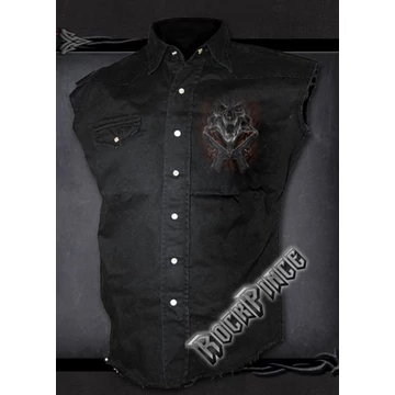 STREET REAPER - Sleeveless Stone Washed Worker Black (Plain) - M019M602