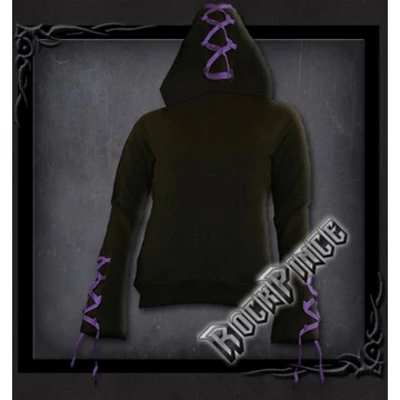 GOTHIC ELEGANCE - Purple Ribbon Gothic Hoody Black (Plain) - P001F261