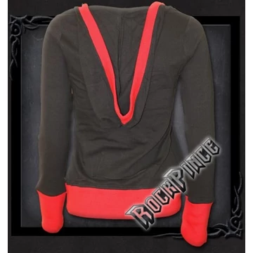 URBAN FASHION - Wide Rib Drape Hoody Red Black (Plain) - P004F266