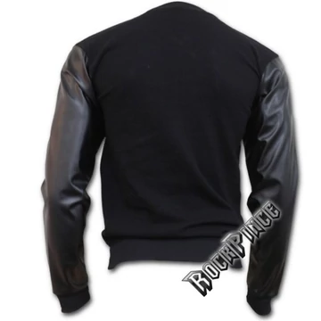 URBAN FASHION - Bomber Jacket with PU Leather Sleeves (Plain) - P004M655 - S méret