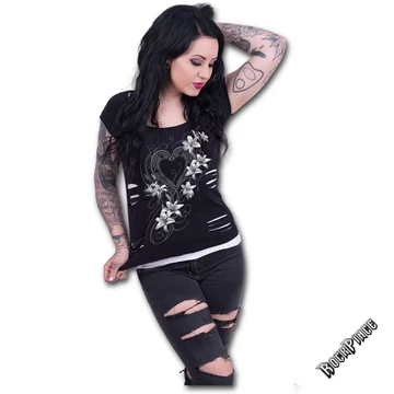 PURE OF HEART - 2in1 White Ripped Top Black (Plain) - F029F710
