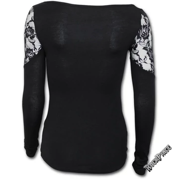 GOTHIC ELEGANCE - Shoulder Lace Top Black (Plain) - P001F443