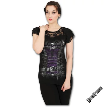 WAISTED CORSET - Lace Layered Cap Sleeve Top Black - T085F721