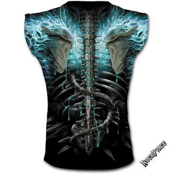 FLAMING SPINE - Allover Sleeveless T-Shirt Black - W016M003