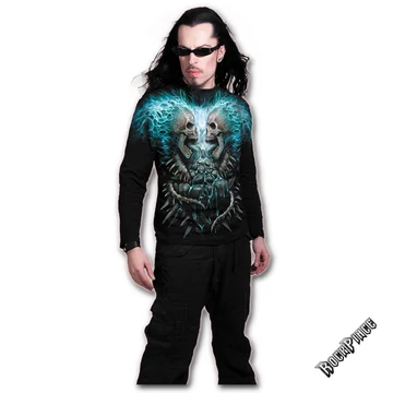 FLAMING SPINE - Allover Longsleeve T-Shirt Black - W016M304