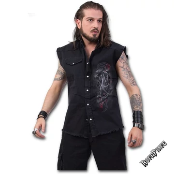 TRIBAL PANTHER - Sleeveless Stone Washed Worker Black (Plain) - T143M602