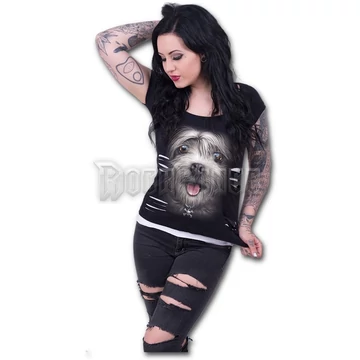 MISTY EYES - 2in1 White Ripped Top Black (Plain) - F038F710