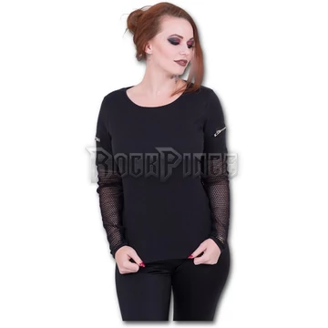 METAL STREETWEAR - Mesh Sleeve Zip Shoulder Long Sleeve Ladies (Plain) - P003F466