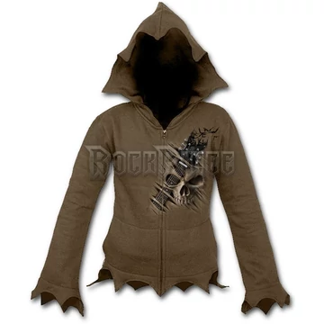 NIGHT RIFFS - Zig Zag Hem Full Zip Hoody Chocolate (Plain) - E025F259