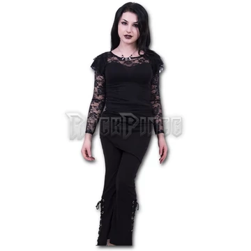 GOTHIC ELEGANCE - Lace Layered Long Sleeve Top Black (Plain) - P001F471