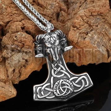 Thor Hammer Goat Rune Amulet - acél medál