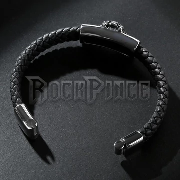 Fonott bőrkarkötő - Winged Skull