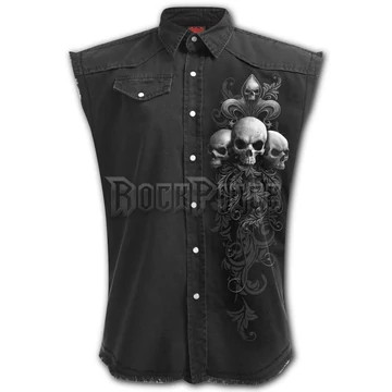 SKULL SCROLL - Sleeveless Stone Washed Worker Black (Plain) - D089M602