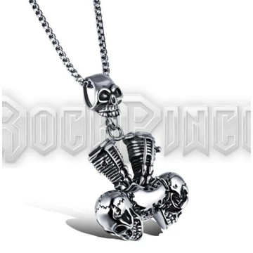 Motorcycle Engine Skulls - acél medál