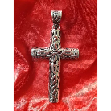 Baroque Pattern Cross - acél medál