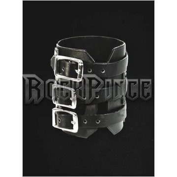 Maximus - 3 Buckle Wide Wristband Bracelet - bőr csuklószorító