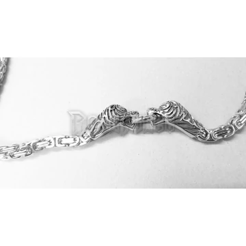 Bizánci acél nyaklánc tigrisfej csatokkal